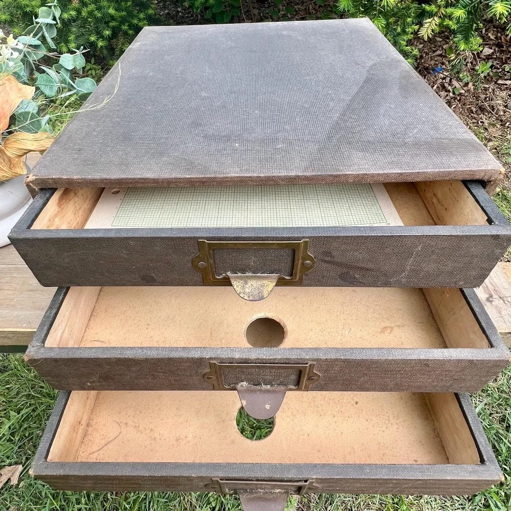 Old Vintage Countertop File Cabinet/Organizer w/ Drawers
